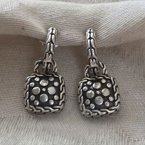 John Hardy Nuansa Square-Shaped Dot Drop Earrings, Sterling Silver